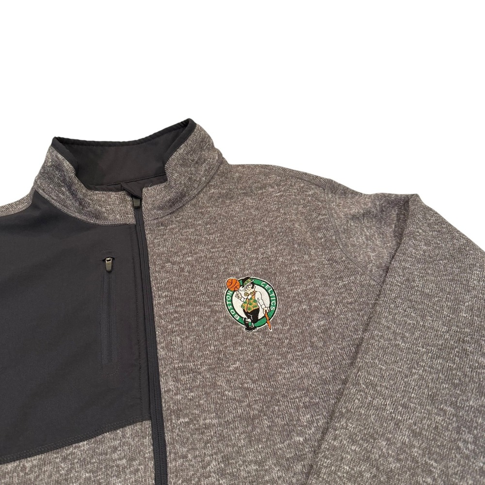 Antigua Boston Celtics Mens 2XL Full Zip Fleece Jacket Heather Grey Black‎ NBA - Picture 3 of 9